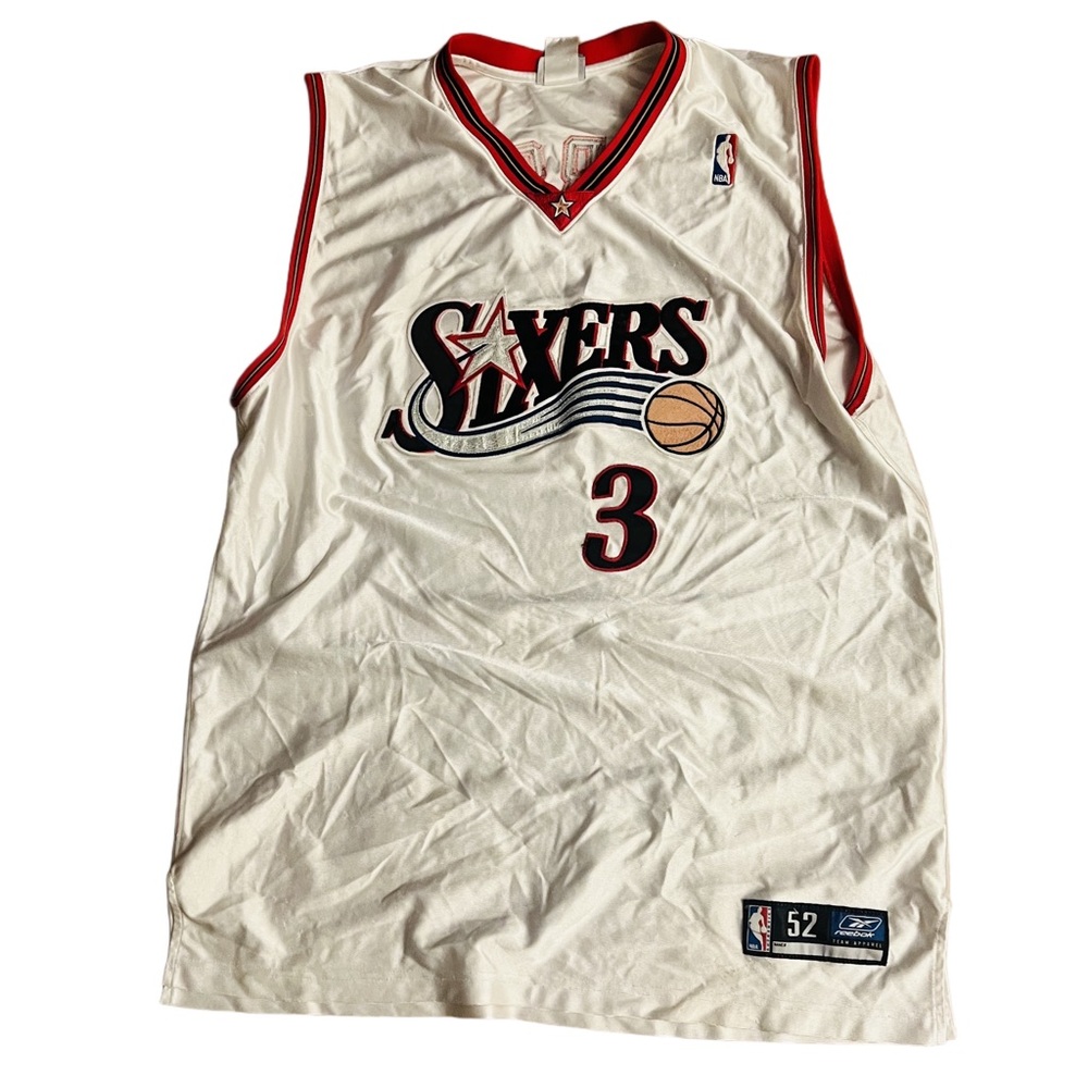 Vintig White and Red Sixers Basketball Jersey